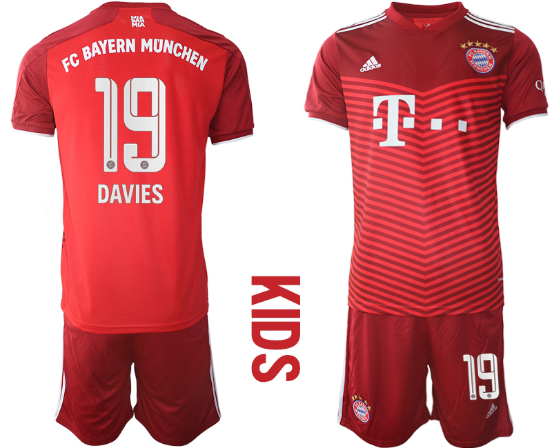 Youth 2021-2022 Club Bayern Munich home red #19 Soccer Jersey